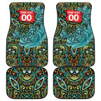 Personalized Brisbane Heat Cricket Car Mats Hippie Psychedelic Pattern Vibrant Mandala Art Style