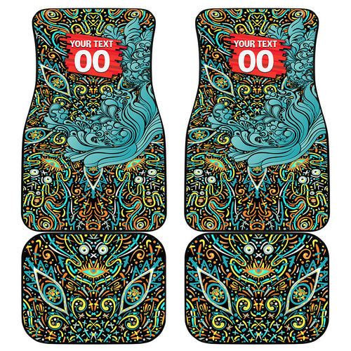 Personalized Brisbane Heat Cricket Car Mats Hippie Psychedelic Pattern Vibrant Mandala Art Style