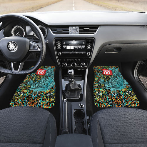 Personalized Brisbane Heat Cricket Car Mats Hippie Psychedelic Pattern Vibrant Mandala Art Style