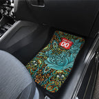 Personalized Brisbane Heat Cricket Car Mats Hippie Psychedelic Pattern Vibrant Mandala Art Style
