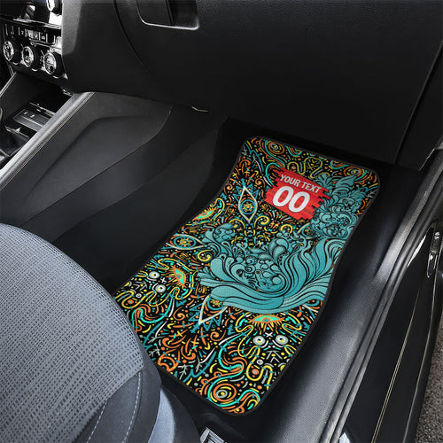 Personalized Brisbane Heat Cricket Car Mats Hippie Psychedelic Pattern Vibrant Mandala Art Style