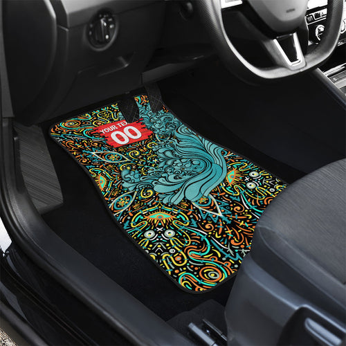 Personalized Brisbane Heat Cricket Car Mats Hippie Psychedelic Pattern Vibrant Mandala Art Style