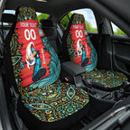 Personalized Brisbane Heat Cricket Car Seat Cover Hippie Psychedelic Pattern Vibrant Mandala Art Style
