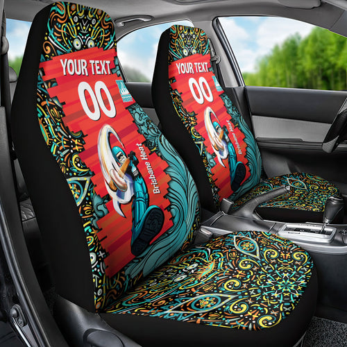 Personalized Brisbane Heat Cricket Car Seat Cover Hippie Psychedelic Pattern Vibrant Mandala Art Style