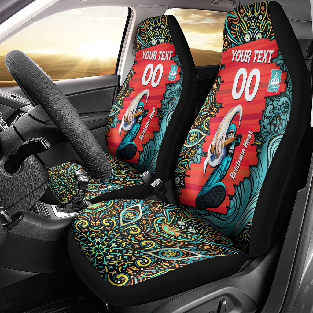 Personalized Brisbane Heat Cricket Car Seat Cover Hippie Psychedelic Pattern Vibrant Mandala Art Style