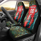 Personalized Brisbane Heat Cricket Car Seat Cover Hippie Psychedelic Pattern Vibrant Mandala Art Style