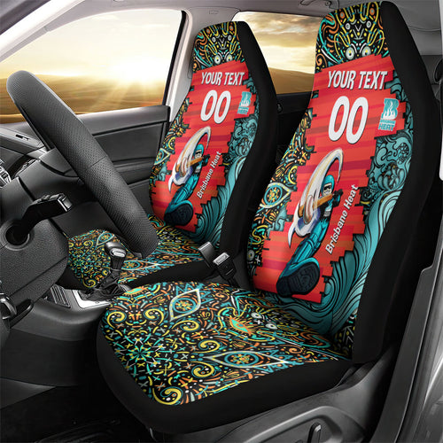 Personalized Brisbane Heat Cricket Car Seat Cover Hippie Psychedelic Pattern Vibrant Mandala Art Style