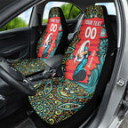 Personalized Brisbane Heat Cricket Car Seat Cover Hippie Psychedelic Pattern Vibrant Mandala Art Style