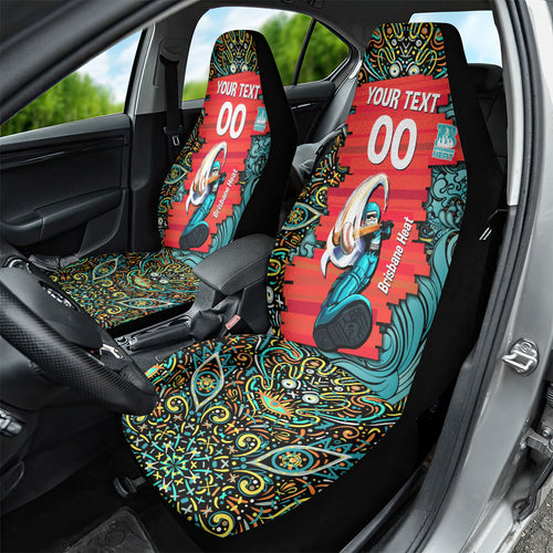Personalized Brisbane Heat Cricket Car Seat Cover Hippie Psychedelic Pattern Vibrant Mandala Art Style