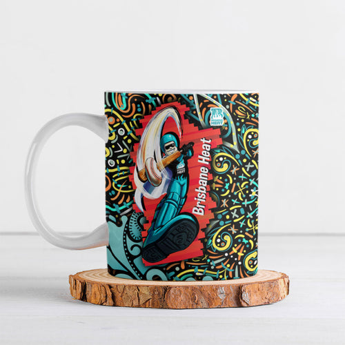 Personalized Brisbane Heat Cricket Ceramic Mug Hippie Psychedelic Pattern Vibrant Mandala Art Style