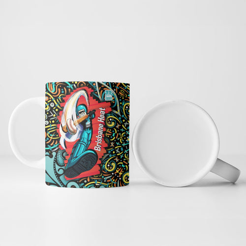 Personalized Brisbane Heat Cricket Ceramic Mug Hippie Psychedelic Pattern Vibrant Mandala Art Style