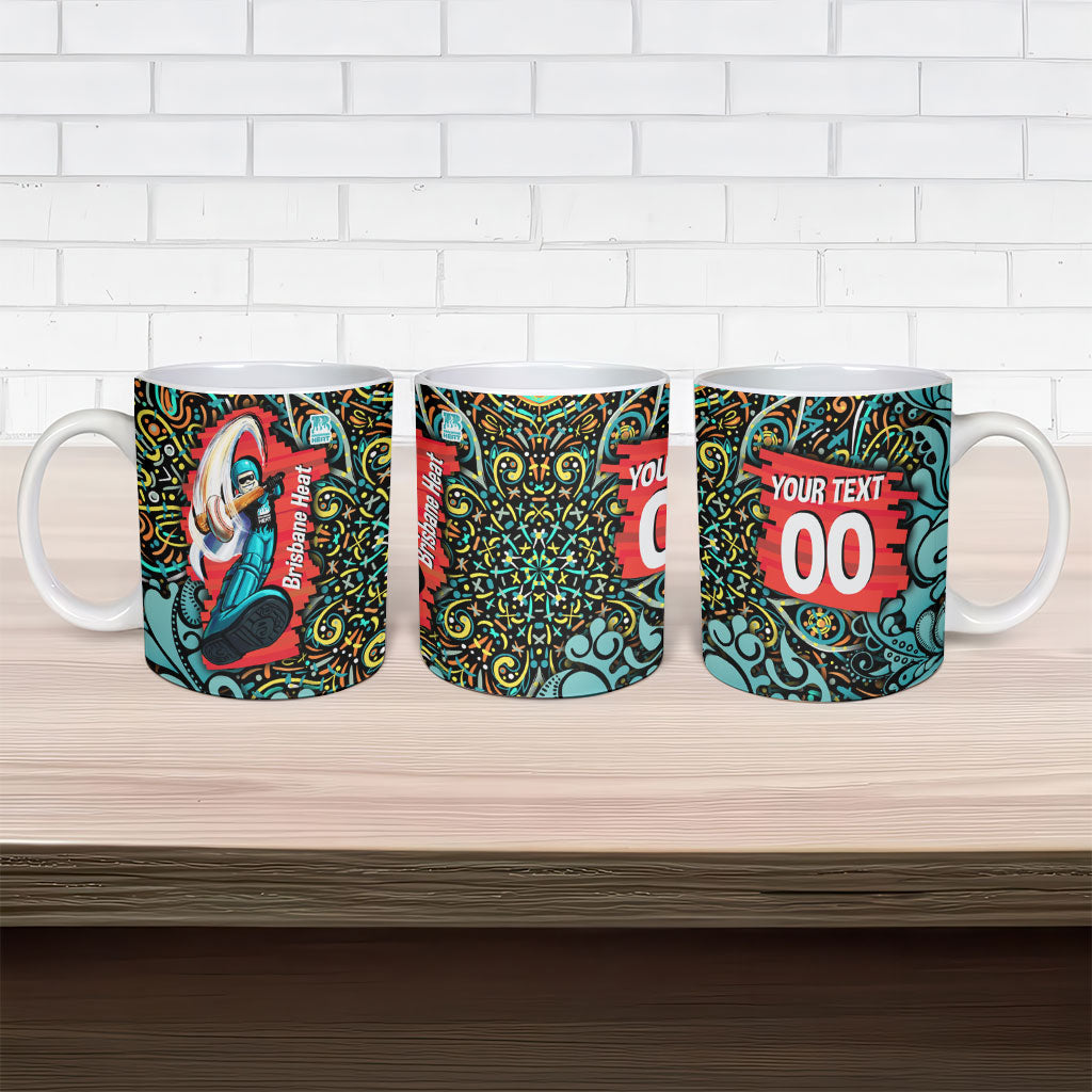 Personalized Brisbane Heat Cricket Ceramic Mug Hippie Psychedelic Pattern Vibrant Mandala Art Style