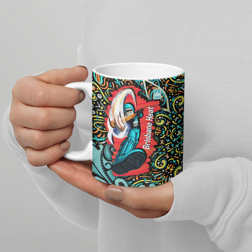 Personalized Brisbane Heat Cricket Ceramic Mug Hippie Psychedelic Pattern Vibrant Mandala Art Style