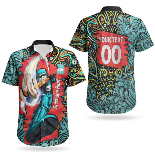 Personalized Brisbane Heat Cricket Couples Matching Puletasi and Hawaiian Shirt Hippie Psychedelic Pattern Vibrant Mandala Art Style