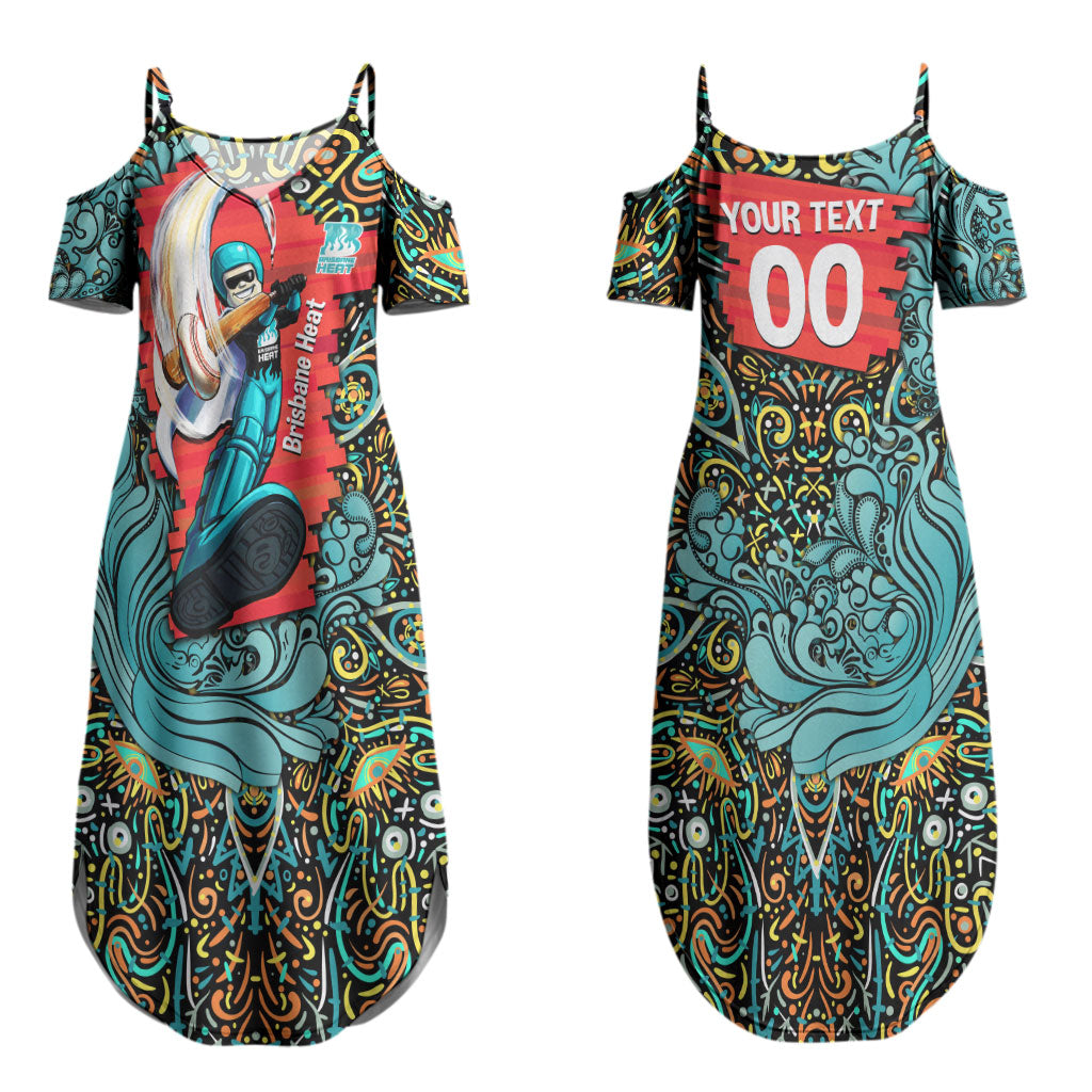 Personalized Brisbane Heat Cricket Couples Matching Summer Maxi Dress and Hawaiian Shirt Hippie Psychedelic Pattern Vibrant Mandala Art Style