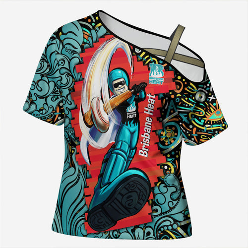 Personalized Brisbane Heat Cricket Cross Shoulder Shirt Hippie Psychedelic Pattern Vibrant Mandala Art Style
