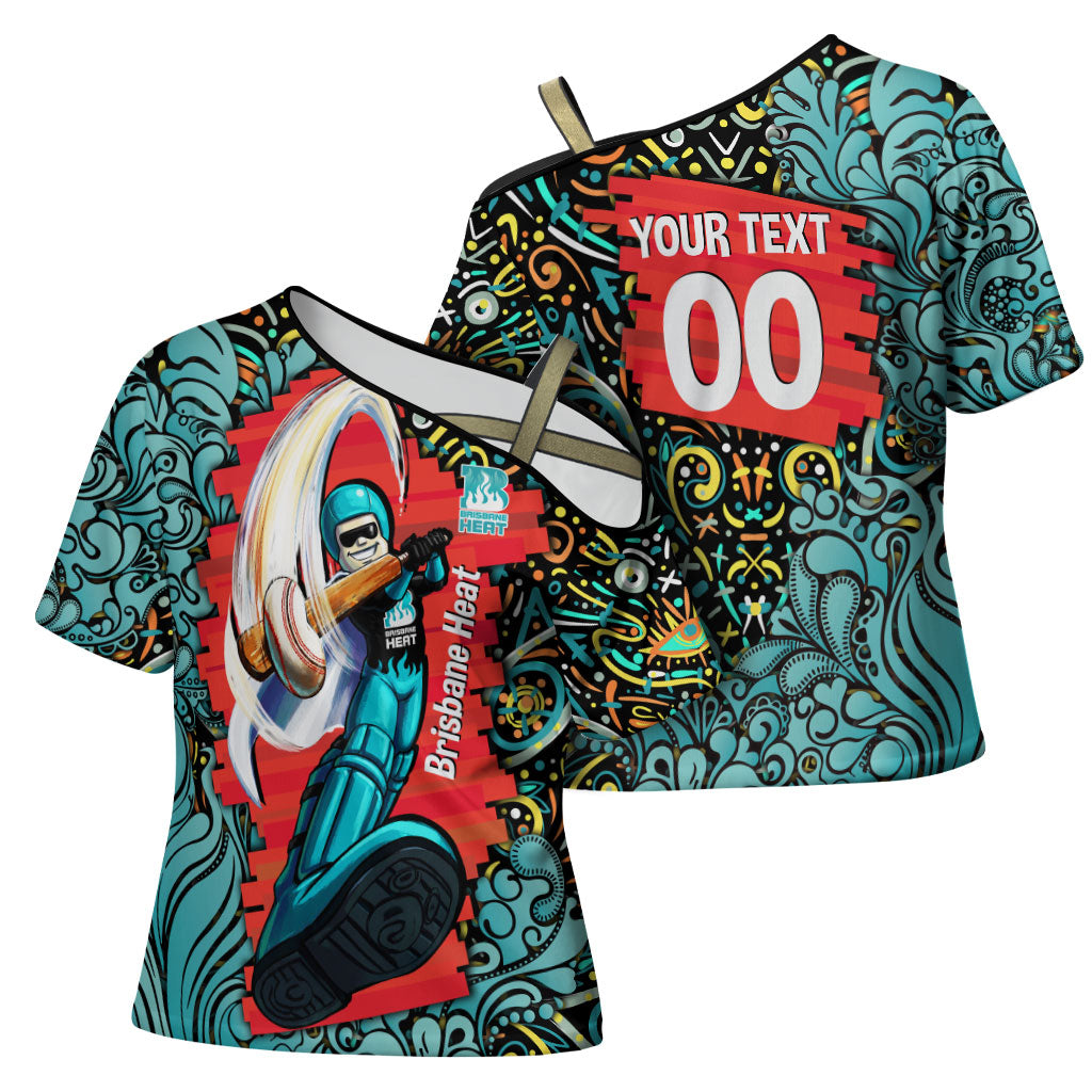 Personalized Brisbane Heat Cricket Cross Shoulder Shirt Hippie Psychedelic Pattern Vibrant Mandala Art Style