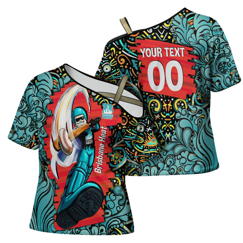 Personalized Brisbane Heat Cricket Cross Shoulder Shirt Hippie Psychedelic Pattern Vibrant Mandala Art Style