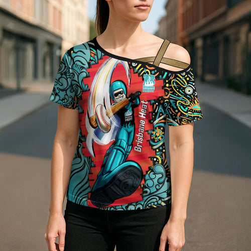 Personalized Brisbane Heat Cricket Cross Shoulder Shirt Hippie Psychedelic Pattern Vibrant Mandala Art Style