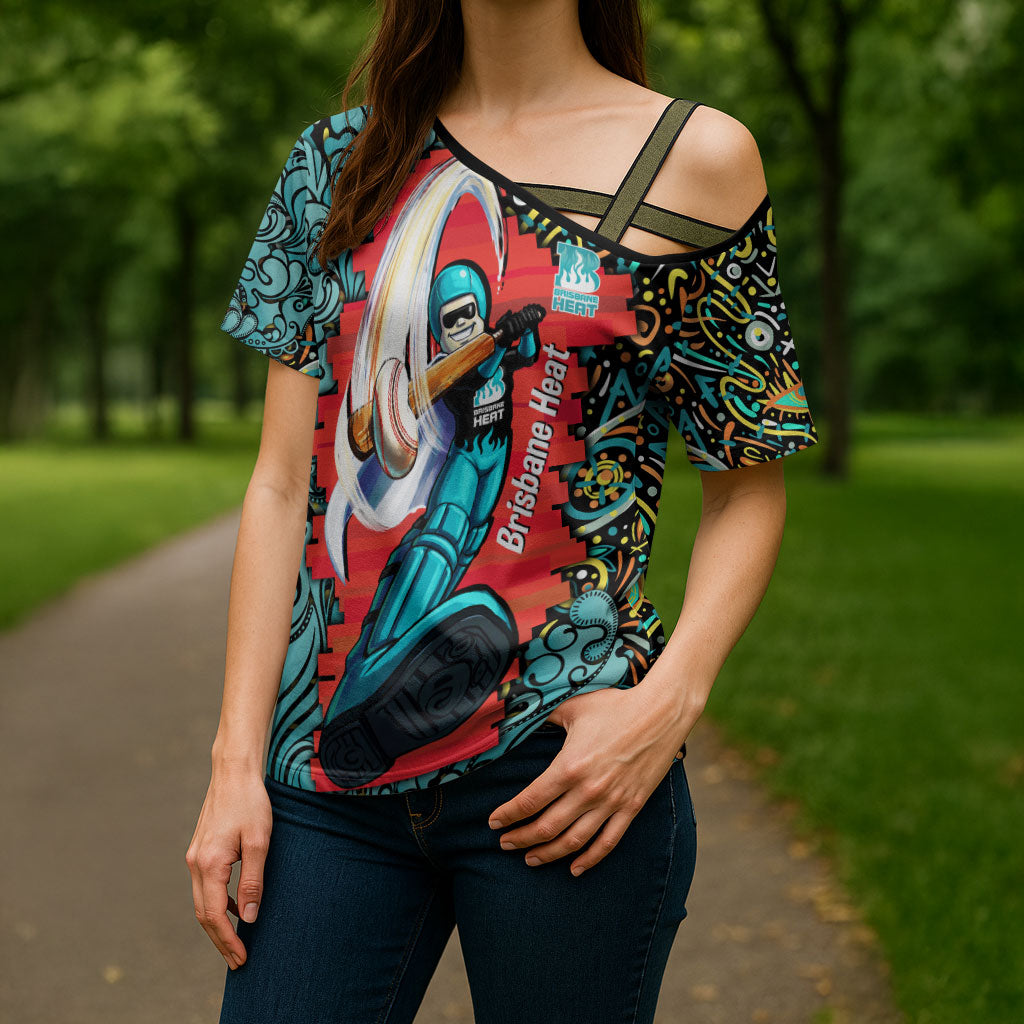Personalized Brisbane Heat Cricket Cross Shoulder Shirt Hippie Psychedelic Pattern Vibrant Mandala Art Style