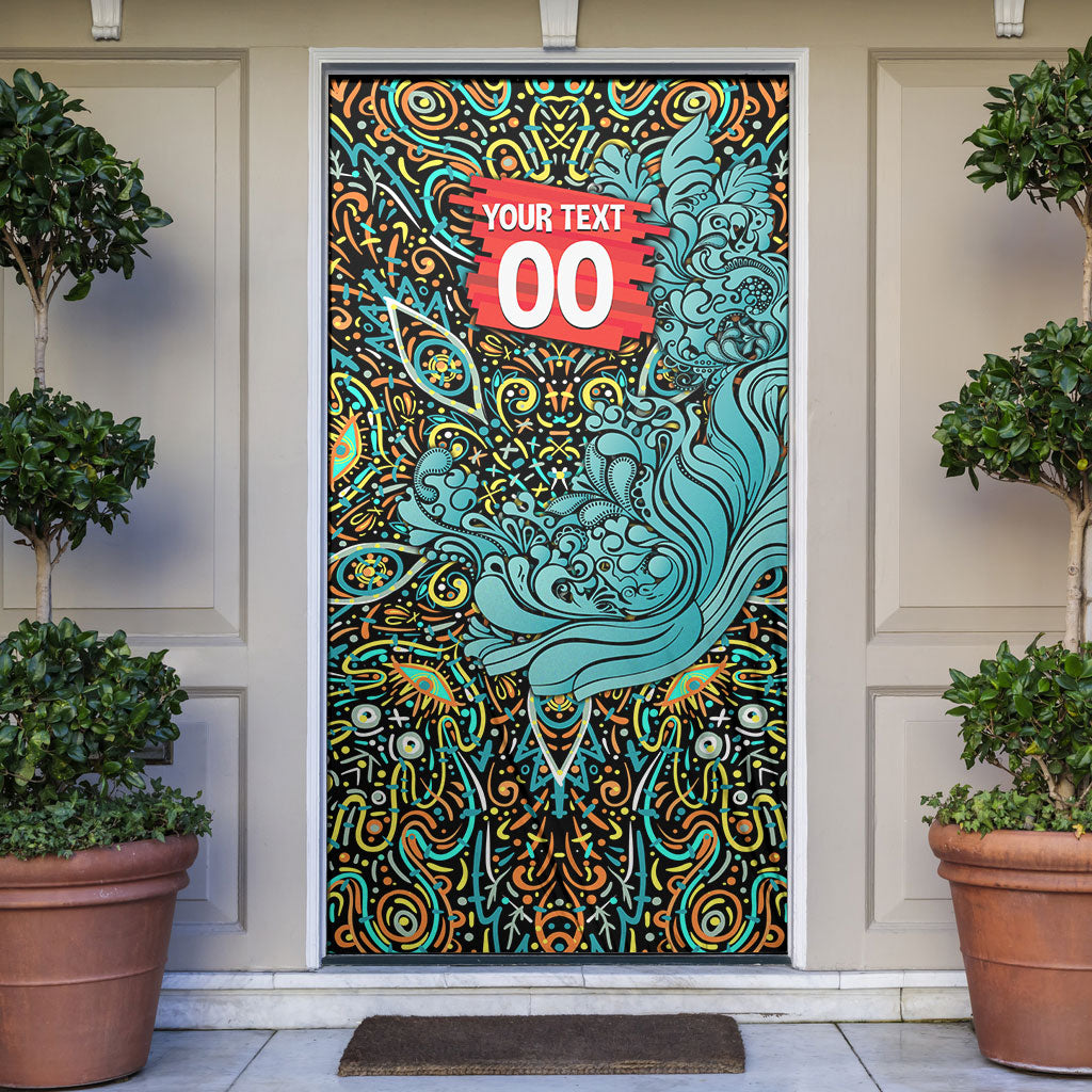 Personalized Brisbane Heat Cricket Door Cover Hippie Psychedelic Pattern Vibrant Mandala Art Style