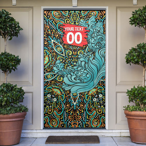Personalized Brisbane Heat Cricket Door Cover Hippie Psychedelic Pattern Vibrant Mandala Art Style