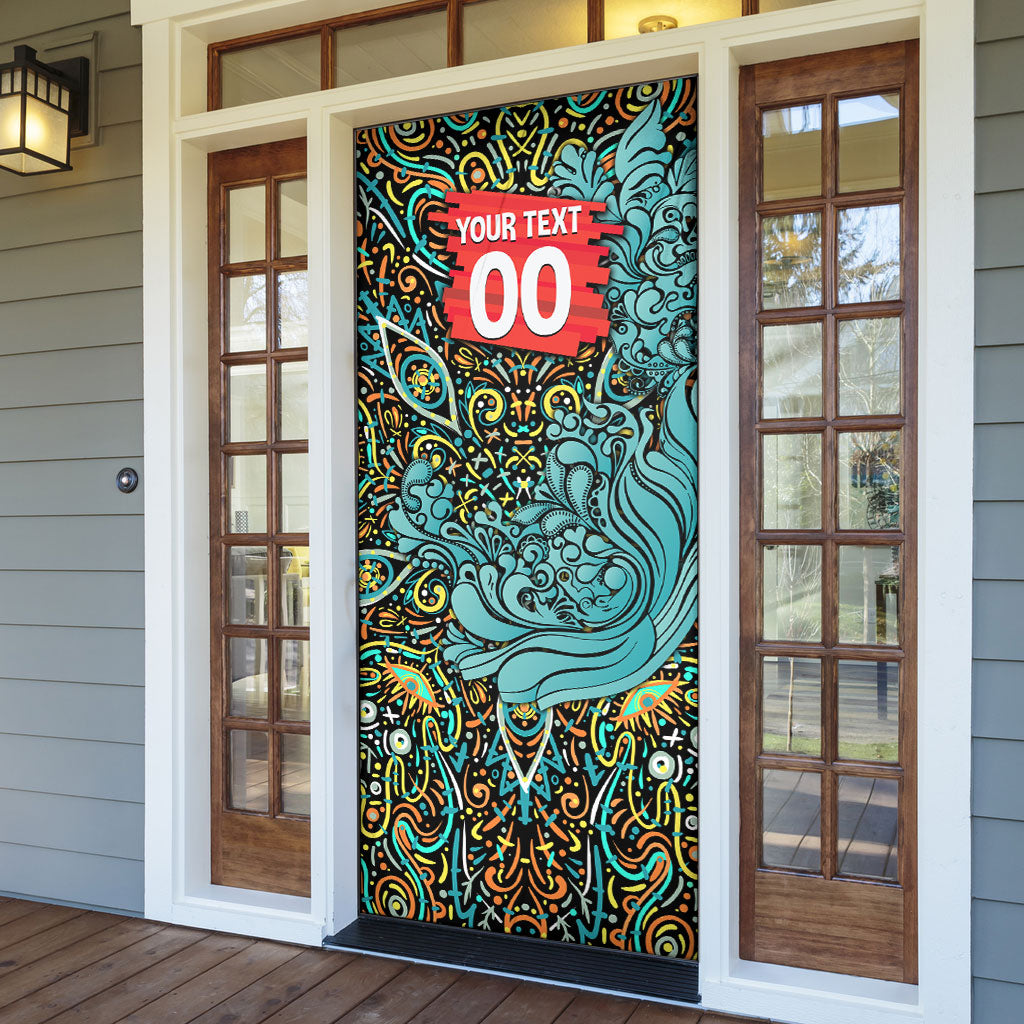 Personalized Brisbane Heat Cricket Door Cover Hippie Psychedelic Pattern Vibrant Mandala Art Style