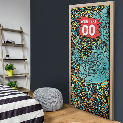 Personalized Brisbane Heat Cricket Door Cover Hippie Psychedelic Pattern Vibrant Mandala Art Style