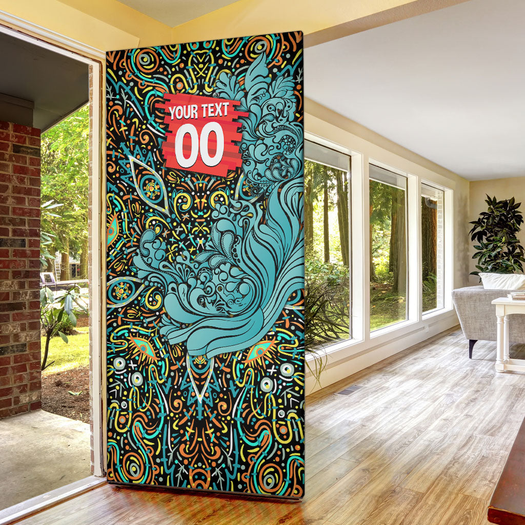 Personalized Brisbane Heat Cricket Door Cover Hippie Psychedelic Pattern Vibrant Mandala Art Style