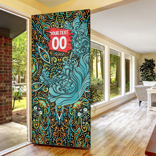 Personalized Brisbane Heat Cricket Door Cover Hippie Psychedelic Pattern Vibrant Mandala Art Style