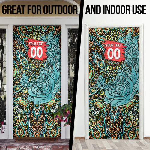 Personalized Brisbane Heat Cricket Door Cover Hippie Psychedelic Pattern Vibrant Mandala Art Style