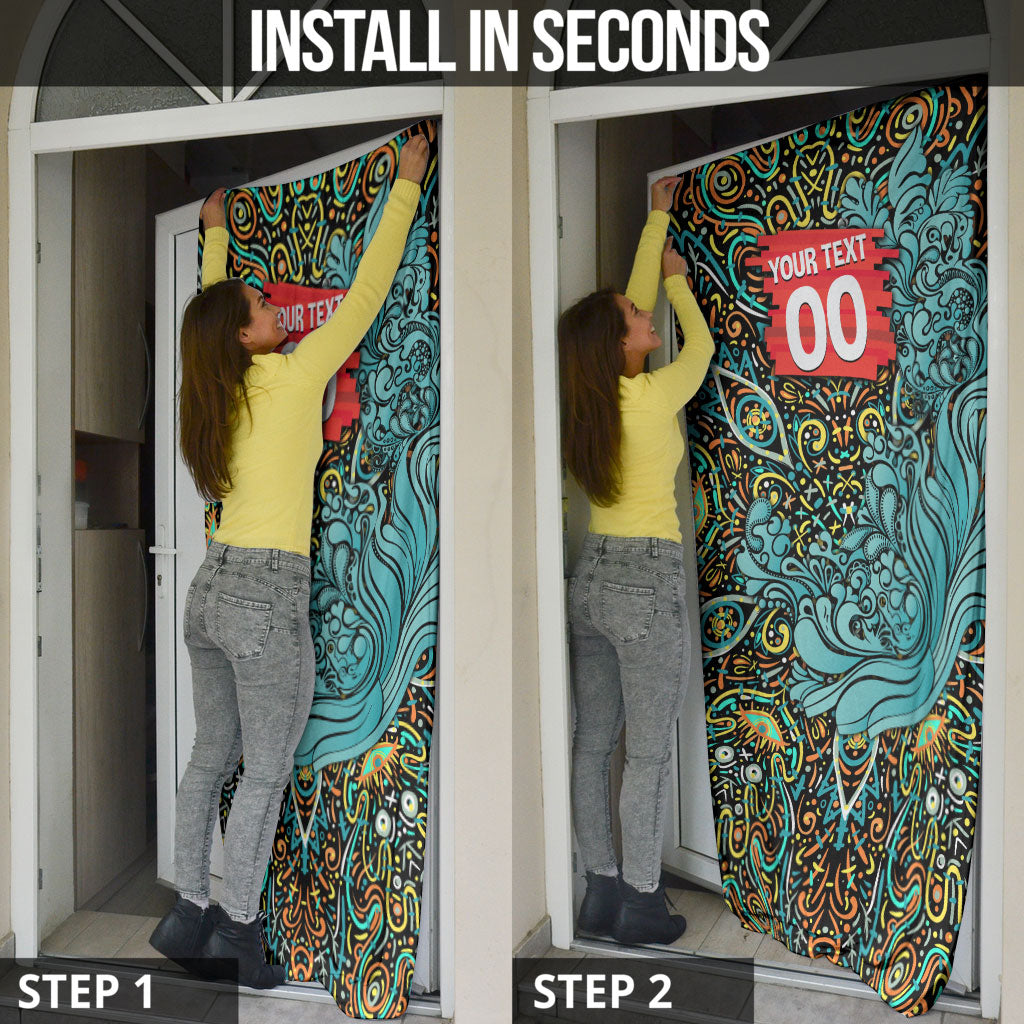 Personalized Brisbane Heat Cricket Door Cover Hippie Psychedelic Pattern Vibrant Mandala Art Style