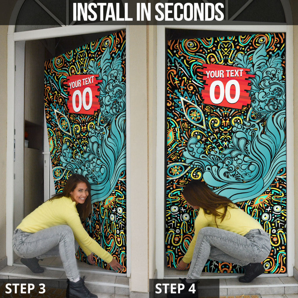 Personalized Brisbane Heat Cricket Door Cover Hippie Psychedelic Pattern Vibrant Mandala Art Style