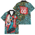 Personalized Brisbane Heat Cricket Family Matching Long Sleeve Bodycon Dress and Hawaiian Shirt Hippie Psychedelic Pattern Vibrant Mandala Art Style