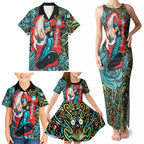 Personalized Brisbane Heat Cricket Family Matching Tank Maxi Dress and Hawaiian Shirt Hippie Psychedelic Pattern Vibrant Mandala Art Style