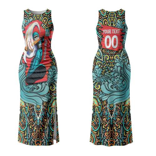 Personalized Brisbane Heat Cricket Family Matching Tank Maxi Dress and Hawaiian Shirt Hippie Psychedelic Pattern Vibrant Mandala Art Style
