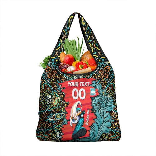 Personalized Brisbane Heat Cricket Grocery Bag Hippie Psychedelic Pattern Vibrant Mandala Art Style