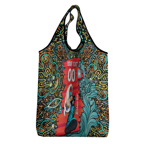 Personalized Brisbane Heat Cricket Grocery Bag Hippie Psychedelic Pattern Vibrant Mandala Art Style