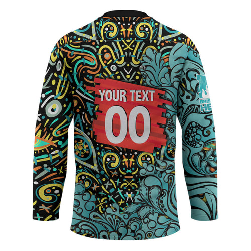 Personalized Brisbane Heat Cricket Hockey Jersey Hippie Psychedelic Pattern Vibrant Mandala Art Style