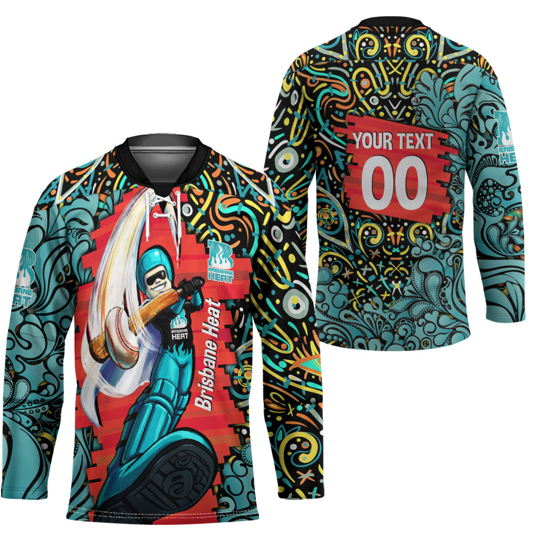 Personalized Brisbane Heat Cricket Hockey Jersey Hippie Psychedelic Pattern Vibrant Mandala Art Style
