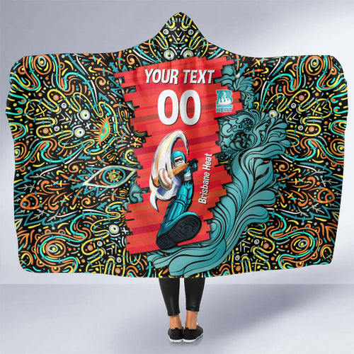 Personalized Brisbane Heat Cricket Hooded Blanket Hippie Psychedelic Pattern Vibrant Mandala Art Style