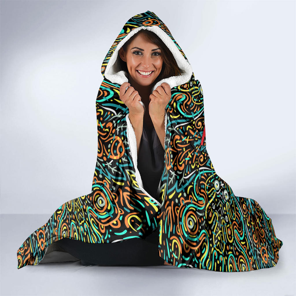 Personalized Brisbane Heat Cricket Hooded Blanket Hippie Psychedelic Pattern Vibrant Mandala Art Style