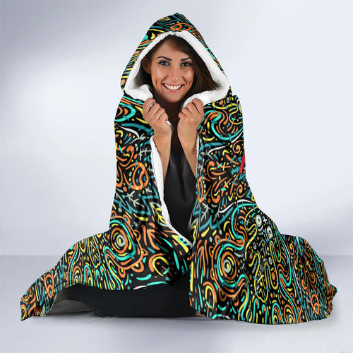 Personalized Brisbane Heat Cricket Hooded Blanket Hippie Psychedelic Pattern Vibrant Mandala Art Style