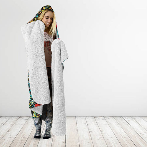 Personalized Brisbane Heat Cricket Hooded Blanket Hippie Psychedelic Pattern Vibrant Mandala Art Style
