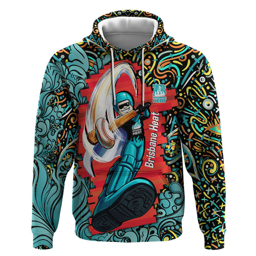 Personalized Brisbane Heat Cricket Hoodie Hippie Psychedelic Pattern Vibrant Mandala Art Style
