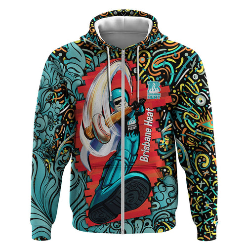 Personalized Brisbane Heat Cricket Hoodie Hippie Psychedelic Pattern Vibrant Mandala Art Style