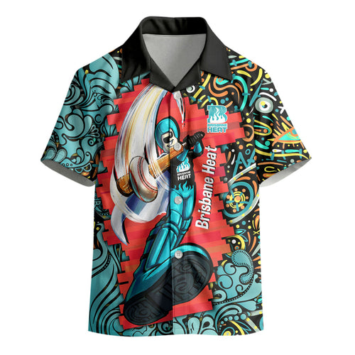 Personalized Brisbane Heat Cricket Kid Hawaiian Shirt Hippie Psychedelic Pattern Vibrant Mandala Art Style