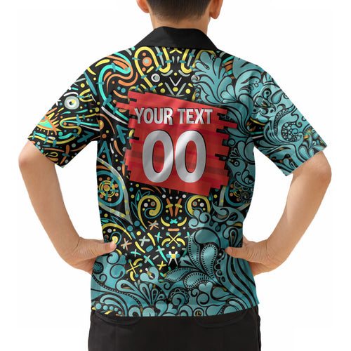Personalized Brisbane Heat Cricket Kid Hawaiian Shirt Hippie Psychedelic Pattern Vibrant Mandala Art Style