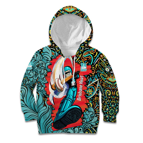 Personalized Brisbane Heat Cricket Kid Hoodie Hippie Psychedelic Pattern Vibrant Mandala Art Style