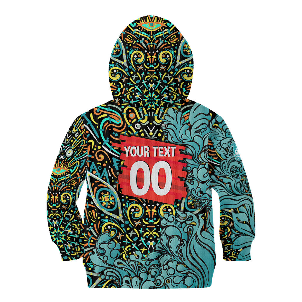 Personalized Brisbane Heat Cricket Kid Hoodie Hippie Psychedelic Pattern Vibrant Mandala Art Style